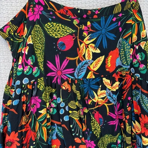 Natural Life Patti Floral Mini Sundress Women’s Med Black Vibrant Spring Cotton - Picture 3 of 8